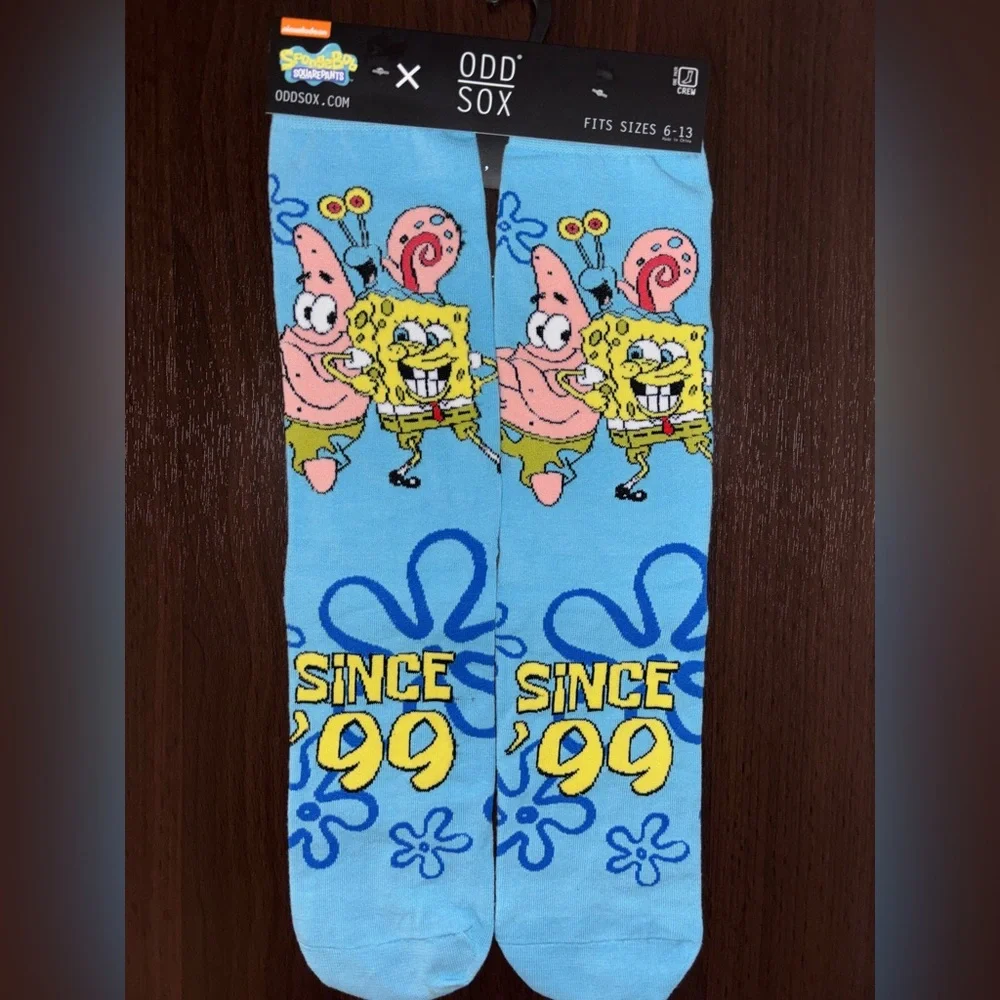 SPONGEBOB SQUAREPANTS ODD SOX NOVELTY CREW SOCKS NWT MEN’S SHOE SIZE 6-13
